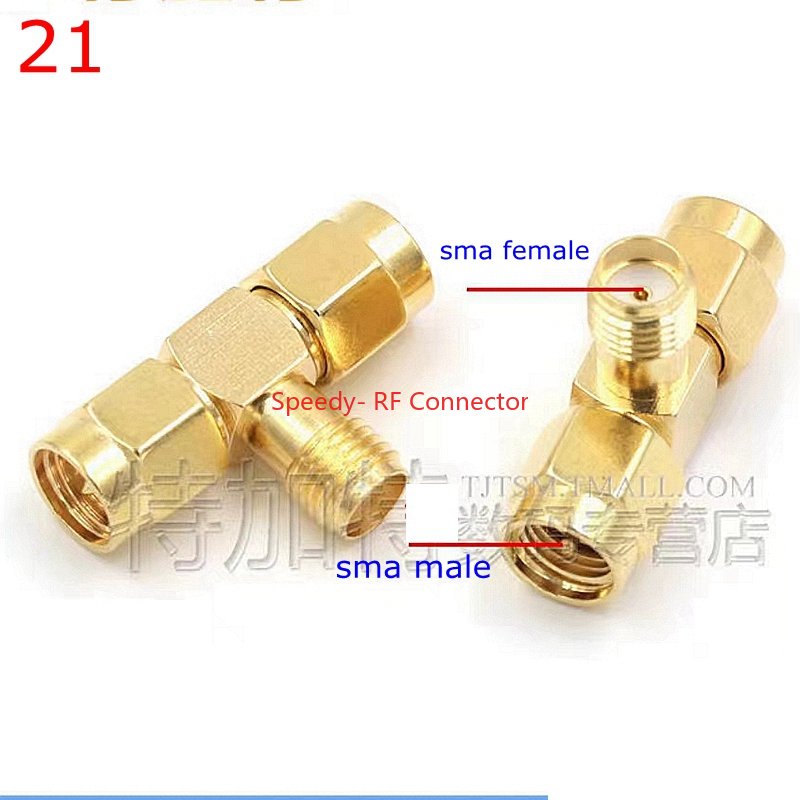 2 pçs/lote sma para sma macho fêmea conector reto 90 graus ângulo direito tipo t 3way divisor rpsma para RP-SMA adaptador macho rf: CÉU AZUL
