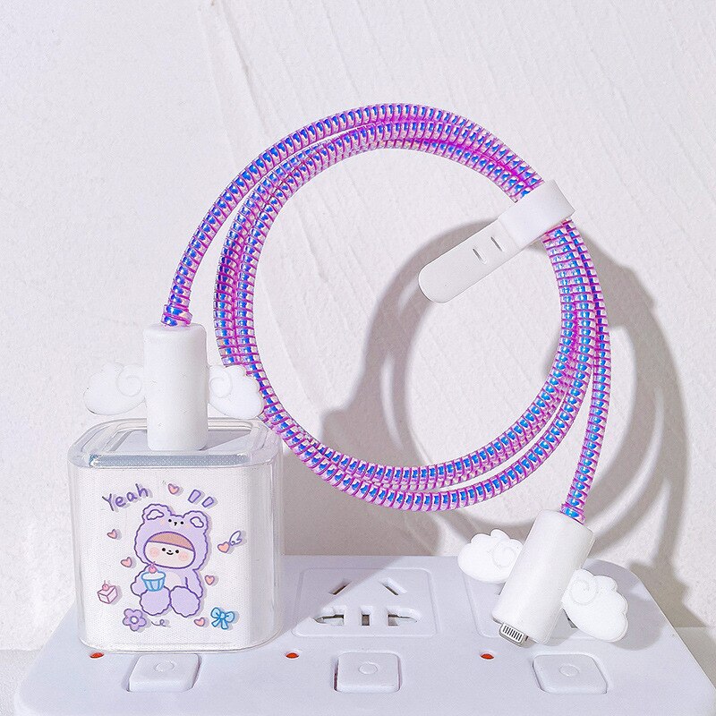 Zestaw ochraniaczy kabli dla iPhone 12 szybkie ładowanie 18/20 W wtyczka Protector kabel danych USB ochrona linii Sprial kabel ochronny