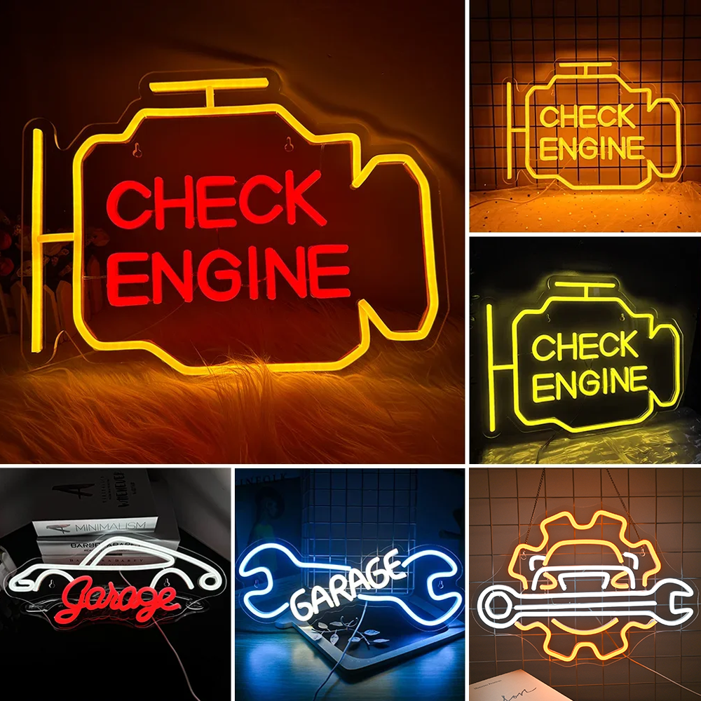 Letrero de neón con motor, luz Led para habitación de coche, garaje, taller de reparación, decoración de pared, Bar, , Club, lámpara de ambiente luminosa, alimentación USB
