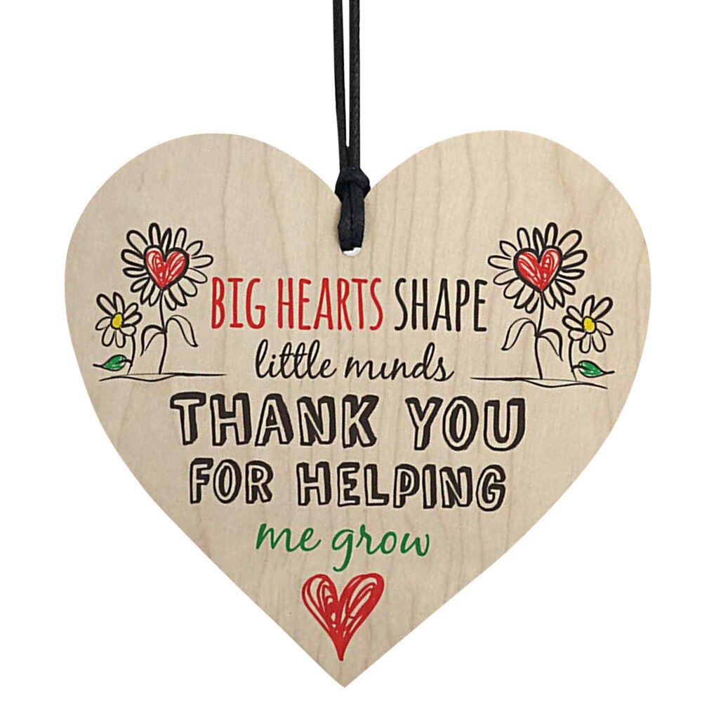 1PC Love wooden sign pendant Teacher Leaving Nursery Wooden Hanging Pendant Heart Plaque Home decorations