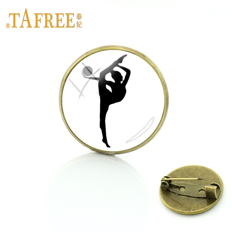 TAFREE Gymnastiek beweegt Glas cabochon dome art foto Broche sport liefhebbers gedenkteken broche kleding accessoires sieraden GY172: GY171