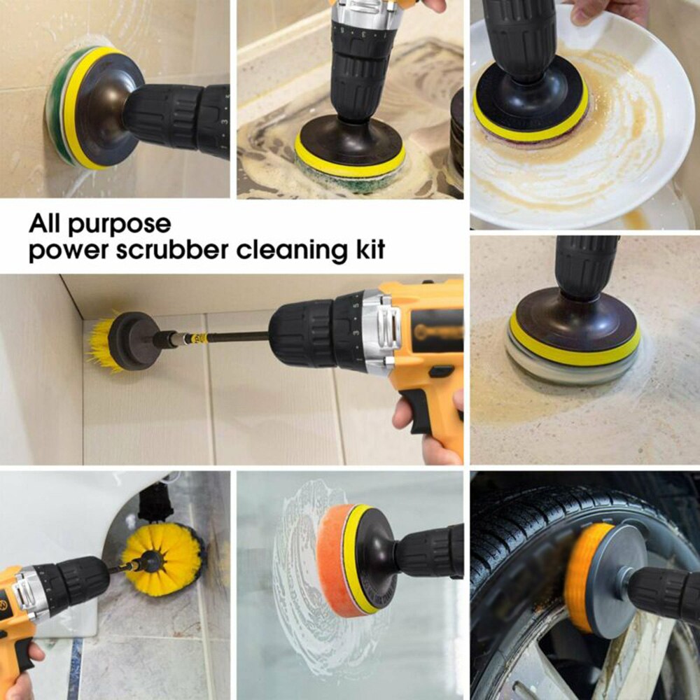 Børstesæt renere kombinationsværktøj brusebad dørspor 14 stk / sæt power scrubber