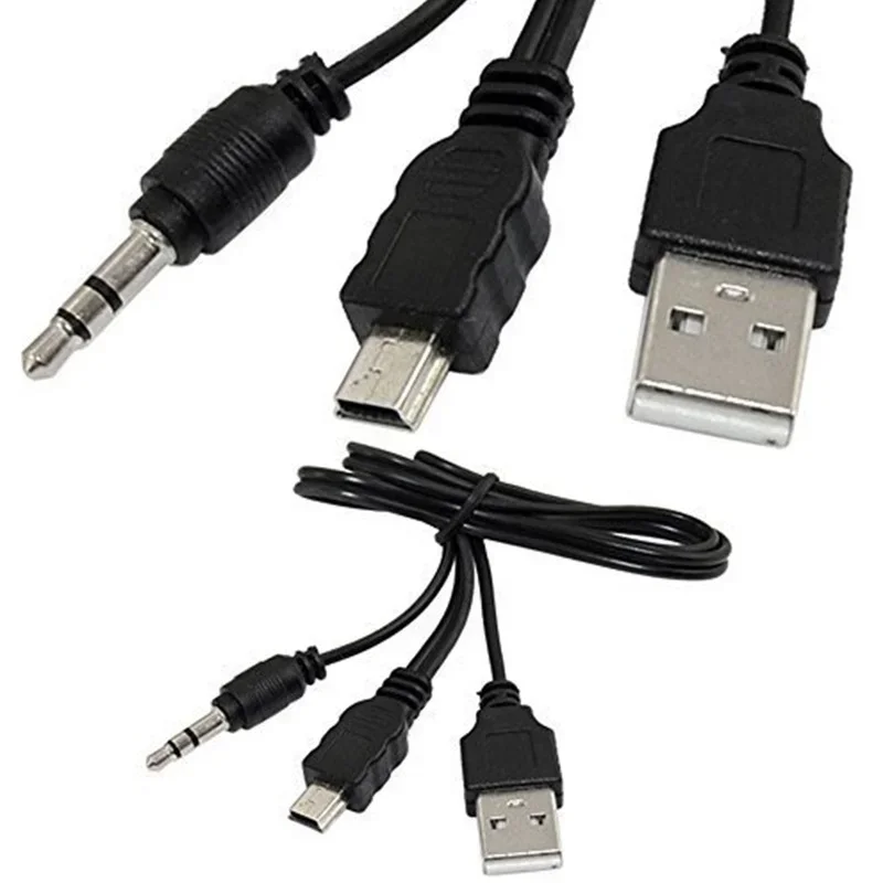USB 2.0-A naar Mini-B + 3.5mm Audio Aux Splitter Kabel - 0.5m