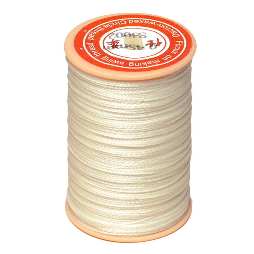 1PC 0.45mm Round Waxed Thread Leather Sewing Thread Hand Stitching Thread for Craft DIY (White): White rice - 002