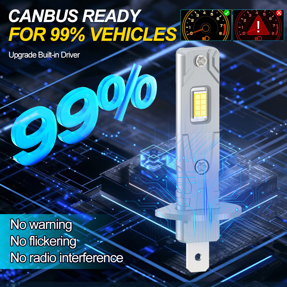2 Stuks Mini H1 Led Koplampen Canbus 26000LM Super Heldere Auto Head Light Fanless 1: 1 Size Auto Lamp 12V 200W 6000K Wit