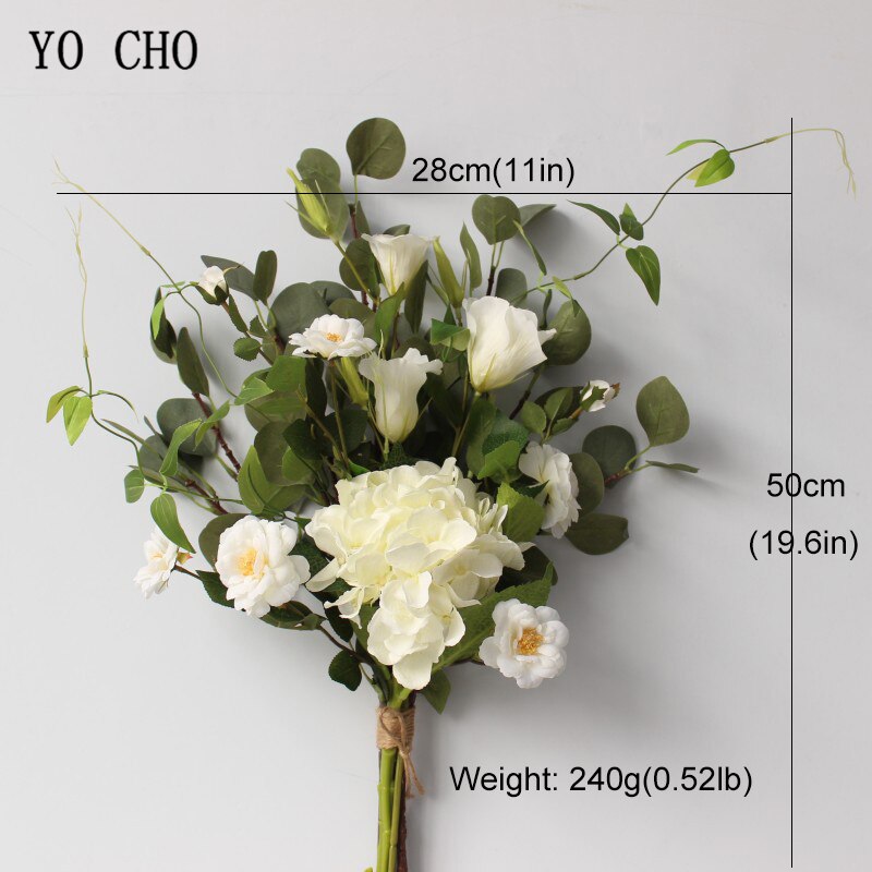 YO CHO ramo de novia de la boda de flor de rosa de seda Artificial . Exclusivo. Oliva hojas de eucalipto Festival de la decoración de la boda