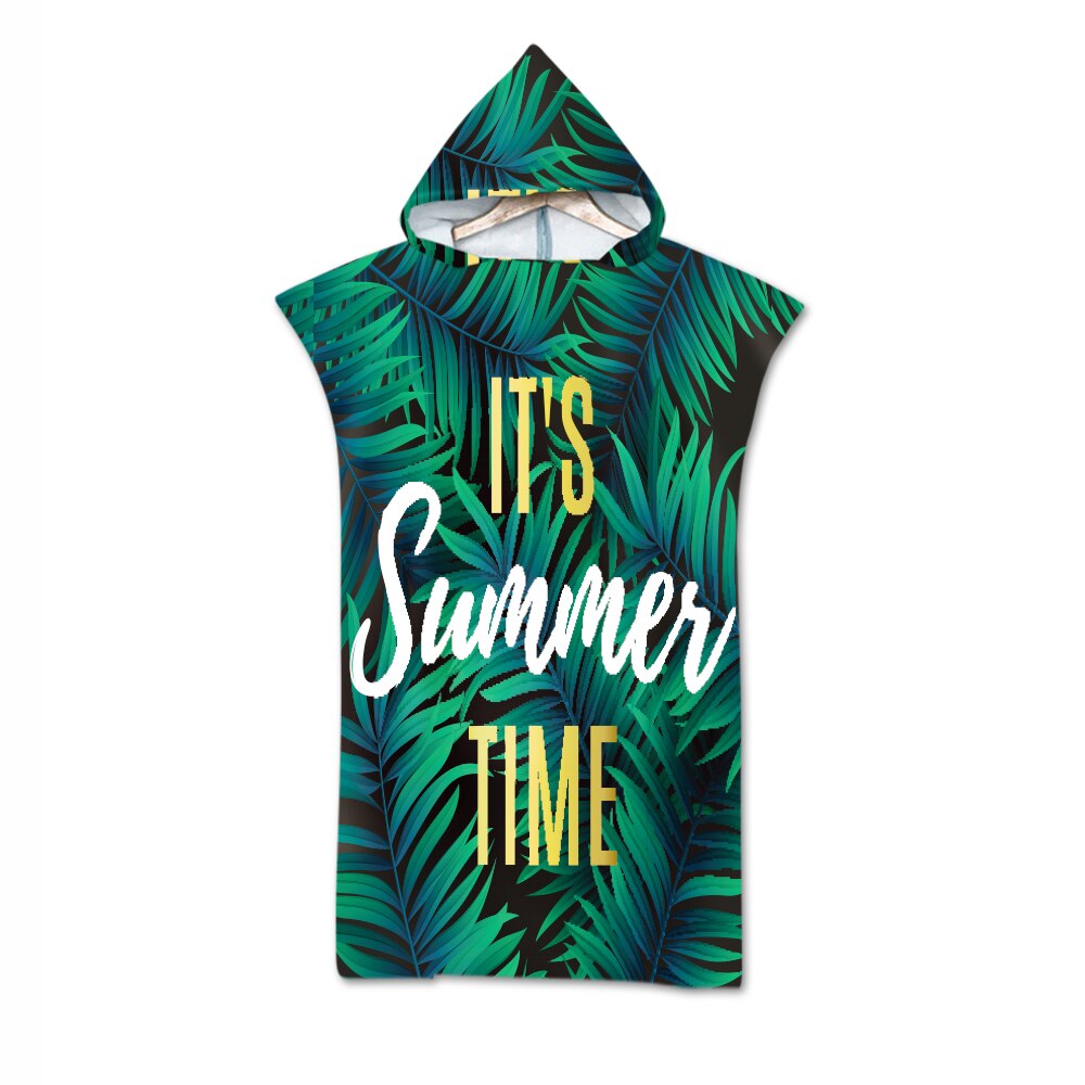 Blätter Druck Mikrofaser Strand Handtuch Kleid Mit Kapuze Kleid Poncho Schlecht Handtuch Bademantel Beachwear de plage Für Erwachsene Schwimmen Strand Surfen