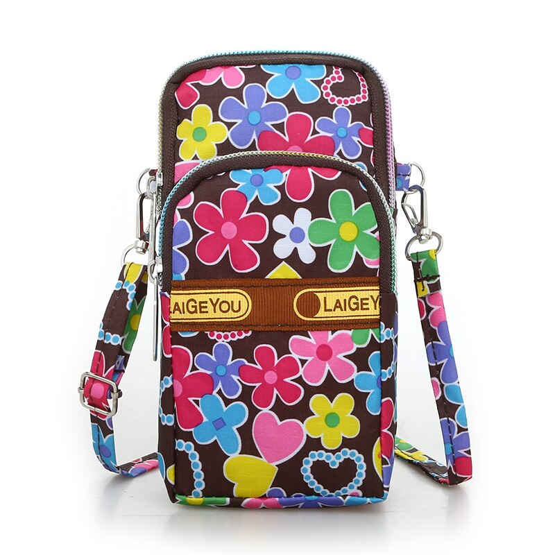 Sports Mobile Phone Bag Wrist Bag Arm Bag Shoulder Oblique Back Hanging Neck Bag Change Running Bag Purses and Handbags: Colorful smallflower