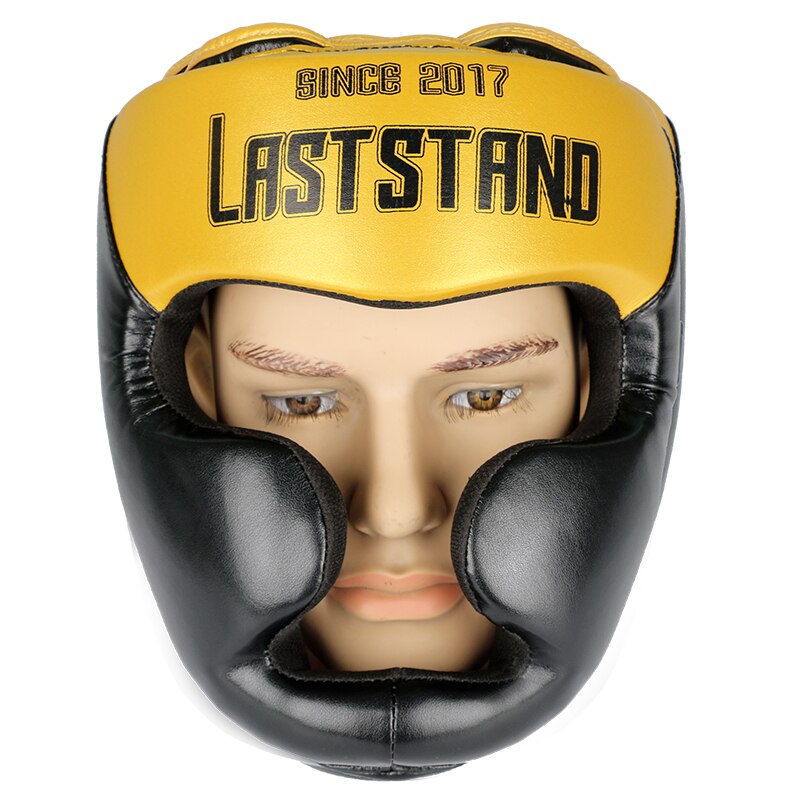 Opłacalne darmowe rozmiar Muay tajski boks Taekwondo MMA kask osłona głowy Karate Sparring Kickboxing ochronne nakrycia głowy: Gold black / L