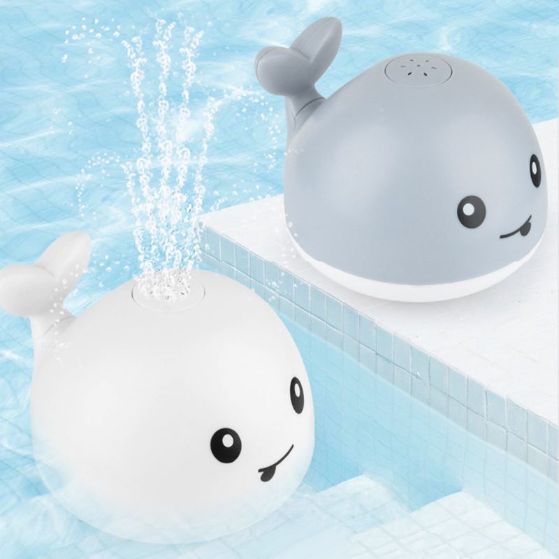 Cute Whale Electric Induction Sprinkler Spray Bath Toy with Music Light Water Q6PD