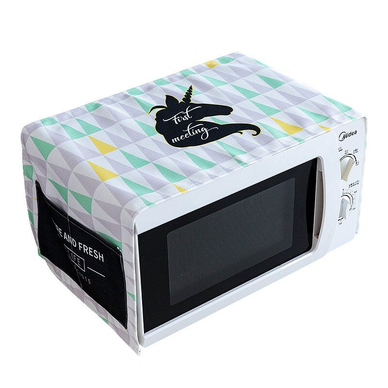 Small Fresh Microwave Oven Cover Waterproof Fabric Dust Cover Rectangular Oven Cover Cloth with Cover Towel