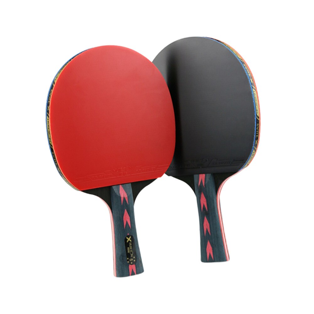 2pcs 5 Star Red Carbon Fiber Table Tennis Racket Double Pimples-in Pingpong Racket for Teenager Player (Horizontal Grip)