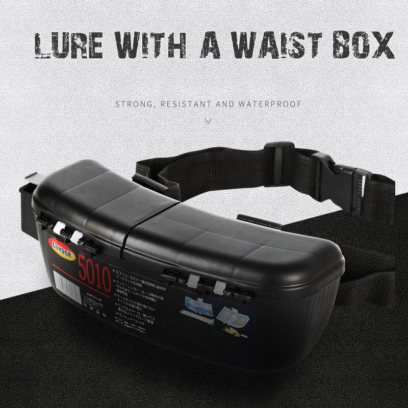 Fiskelok taljeboks multifunktionel fiskeboks bærbar vandtæt fiskegrej i plastik arrangørboks taljebælte fiskeri