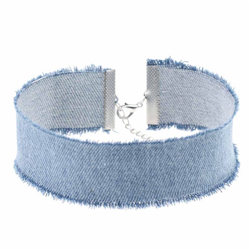 Collier ras du cou en tissu tendance pour femmes, 4 couleurs, tatos élégants, bijoux à la , Maxi, accessoires simples,: lightblue
