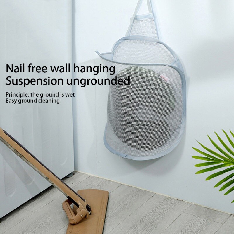 Small Hanging Laundry Net Laundry Hamper Kids Dirty Clothes Hanging Mesh Bathroom Storage Bag Clothes Organizer