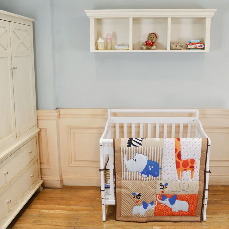 Ademend Baby Beddengoed Set Katoenen Baby Cot Kit Wasbare Crib Beddengoed Set Zomer Stoppen Bed Protector Voor Baby Bed Pak: Goud