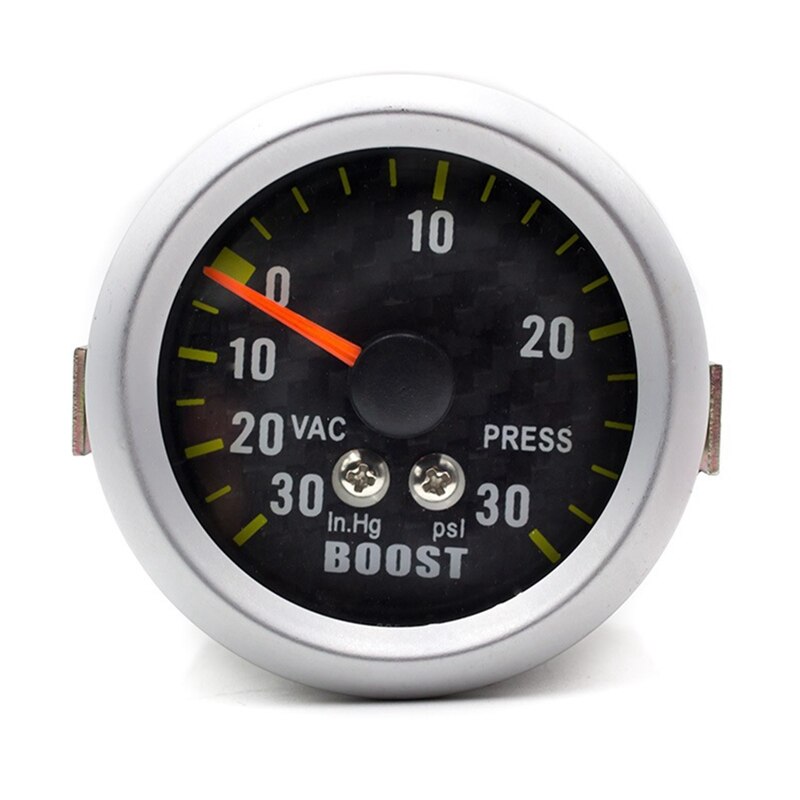 2 "52Mm Auto Turbo Boost Gauge + Sensor -30 ~ 30 Psi Analoge Carbon Fiber Gezicht meter Met Gauge Pod Houder Triple Cups Plastic: Default Title