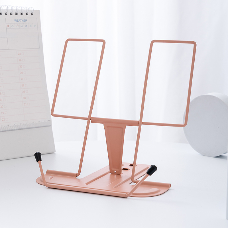 Folding Book Holder with Page Clip Adjustable Metal Book Rest Recipe Cookbook Holder Stand Lightweight Portable for Kids: grey