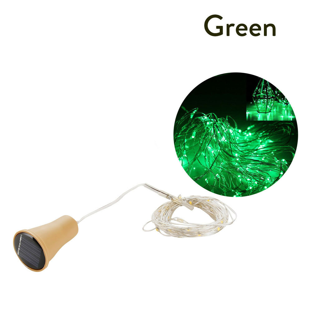 5pcs 2m 1m 10 20leds Weinflasche Lichterkette Solarenergie Kupferdraht Lichterketten Korkform Weihnachts lampe für Party dekor: green / 0-5W