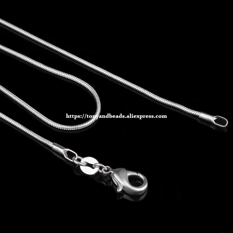 (10 Stuks = 1 Lot 1 Mm Verzilverd Karabijnsluiting Snake Chain 16 18 20 22 24 Inch Pick Maat Voor Sieraden