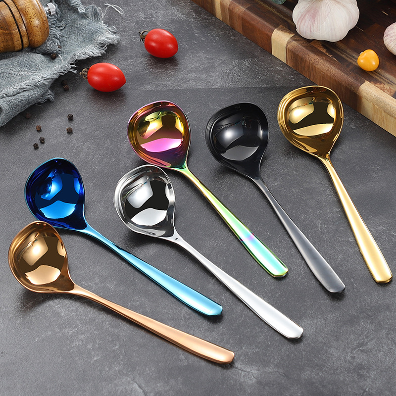 Stainless Steel Tableware Korean Long Handle Spoon Home Soup Spoons Cutlery Dinnerware Kitchen Cooking Utensils