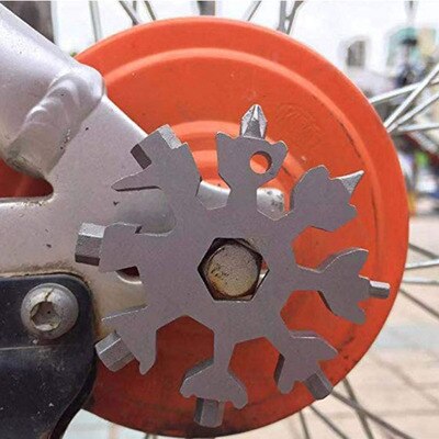 18 en 1 flocon de neige clé outil de poche porte-clés clé hexagonale multifonction polyvalent camp survivre en plein air randonnée cyclisme vélo outils