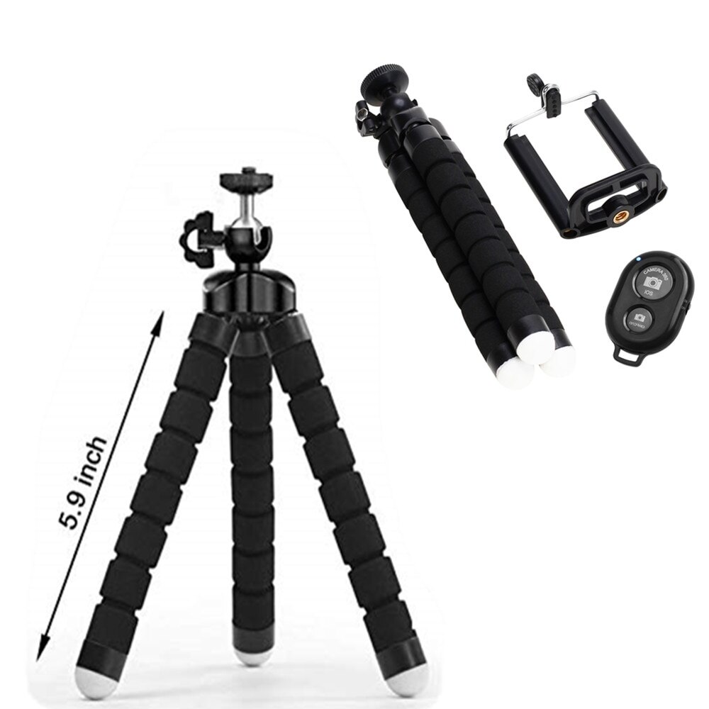 Flexibele Spons Octopus Mini Statief Met Bluetooth Remote Shutter Voor Iphone Mini Camera Statief Telefoon Houder Clip Stand
