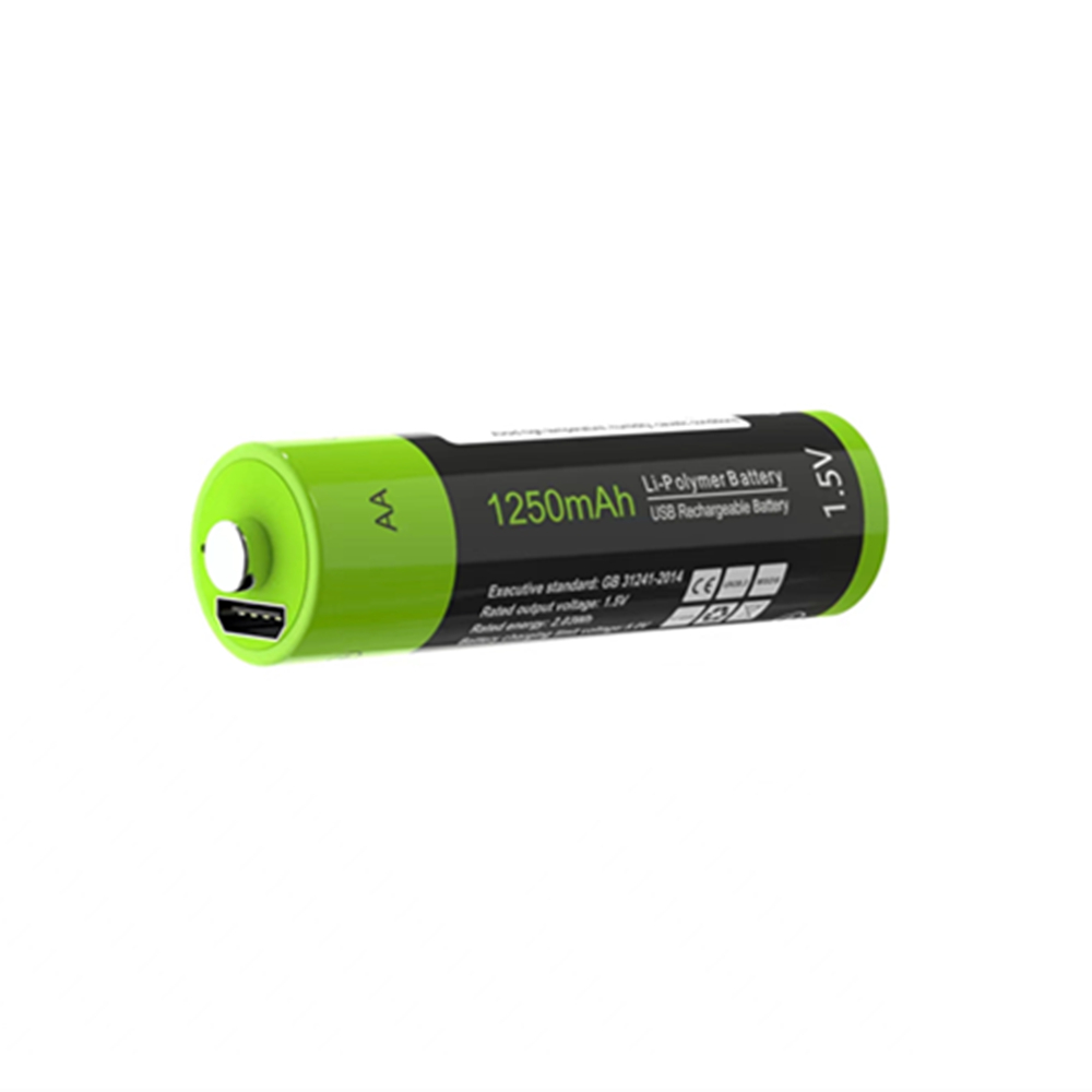 1.5V USB AA Rechargeable Battery 1250mAh Rechargeable Li-ion Battery Charges via USB Cable