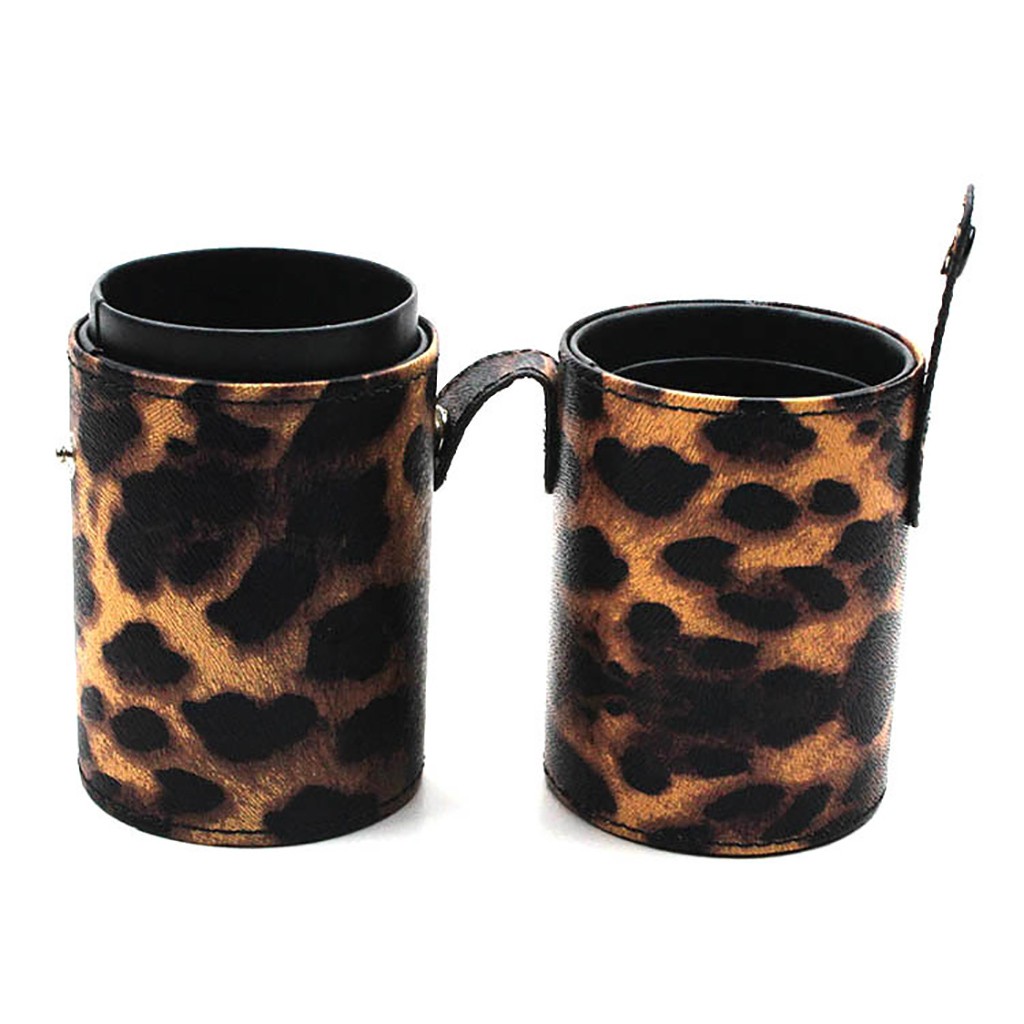 Portable Travel Makeup Brushes Round Pen Holder Cosmetic Case Pu Leather Cup Brush Holder Tube Storage Organizer #L20