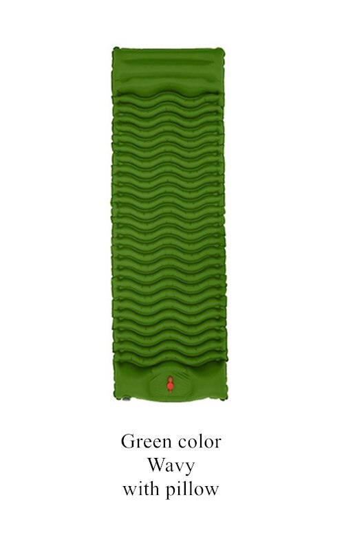 Camping Mat Voet Luchtbed Opblaasbaar Matras Nylon Tpu Slapen Pad Lichtgewicht Vochtbestendige Air Matras Draagbare: F GREEN PILLOW