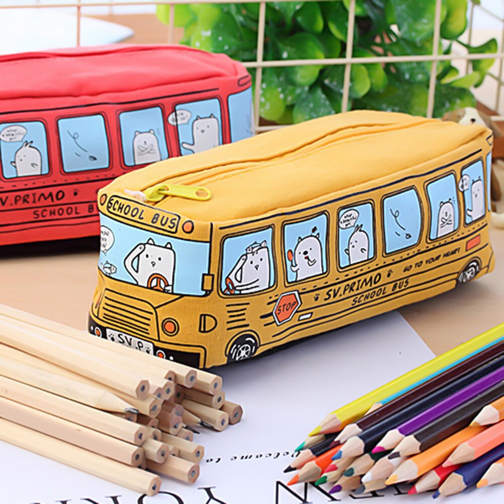Kreative Karikatur Ebene Bus Bleistift fallen unisex Leinwand Stift Tasche Schreibwaren
