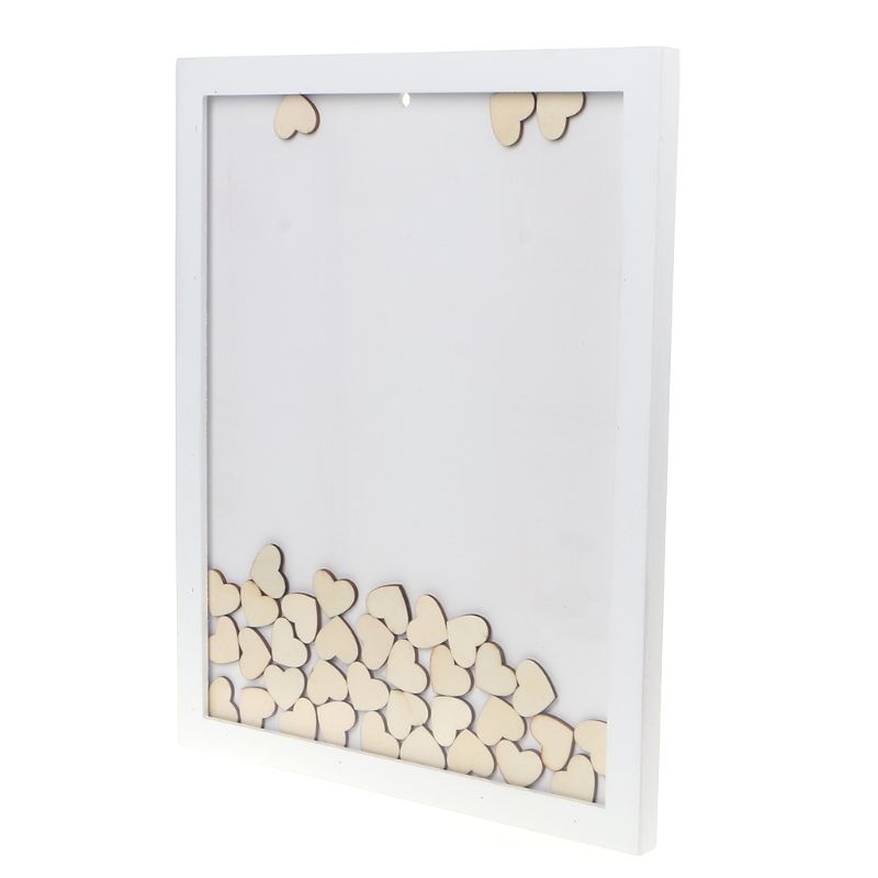Romantic Wedding Photo Frame Signature Guest BookBridal Bookcase Box With 120pcs Heart Top Wooden Memory Visitor Books