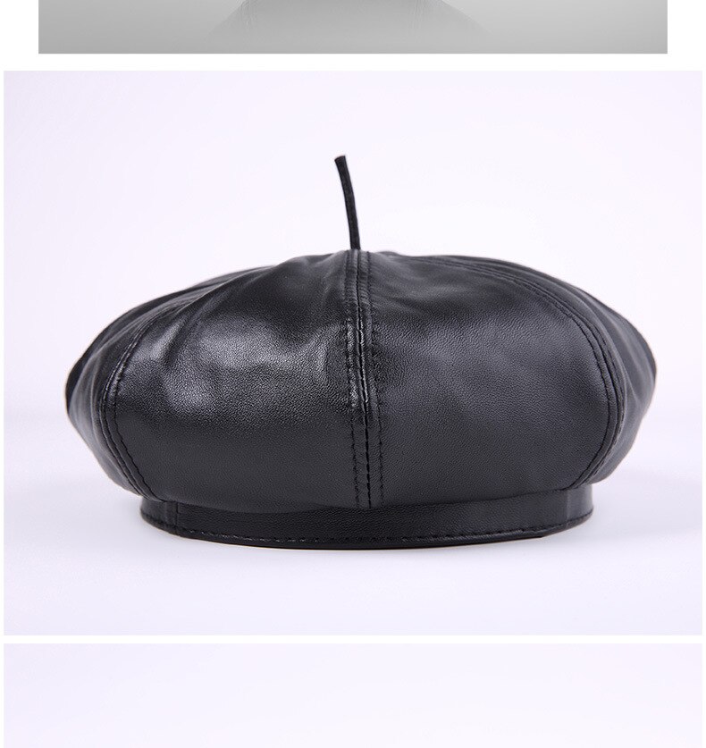 women Warm Detective Hats Painter Caps Fall Winter Octagonal Hat PU Leather Caps
