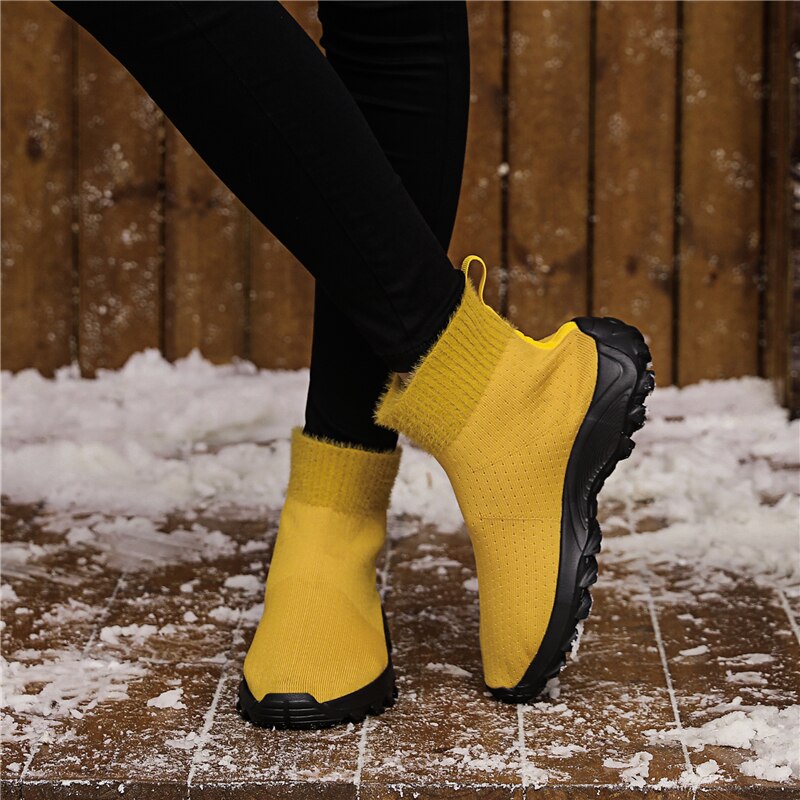Yrrfuot winter high-top warm gesneden fluwelen damesschoenen outdoor solf all-match gevulkaniseerde schoenen dames sneaker sokken schoenen