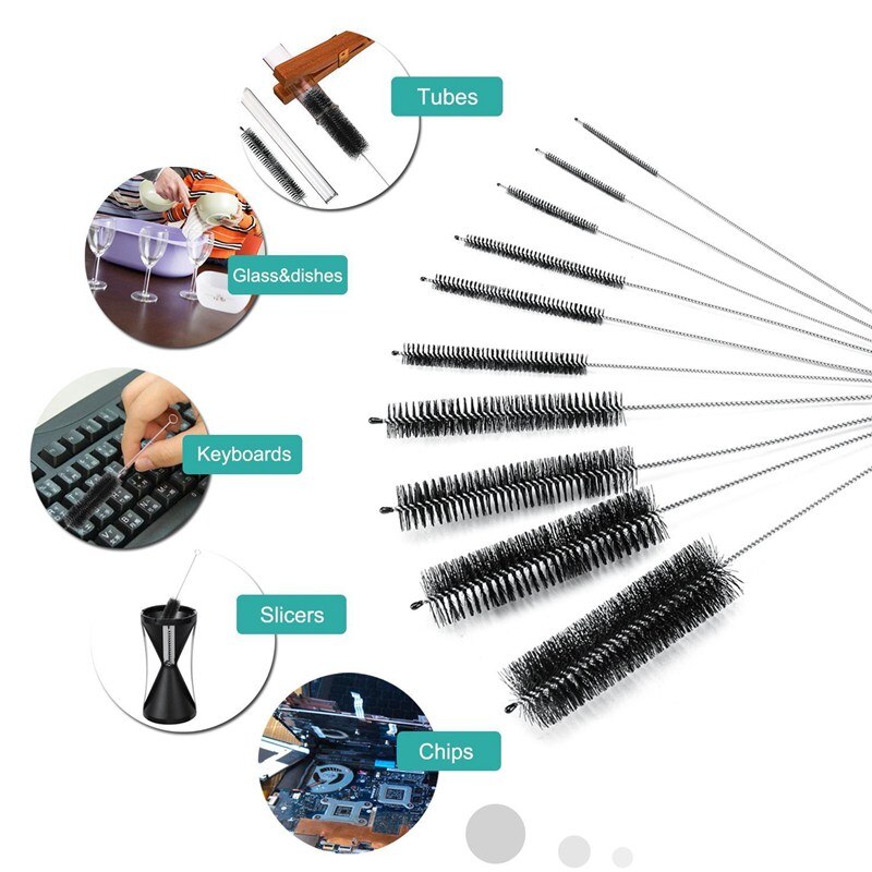 Bottle Brush,Bottle Cleaning Brushes, Cleaning Brush, Cleaner for Narrow Neck Bottles Cups with Hook, Set of 10 pcs