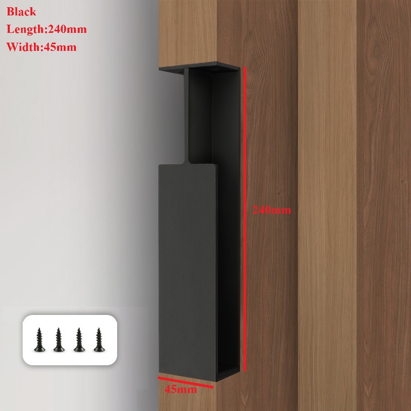 1Pc Aluminum Sliding Pocket Door Finger Pull Handle Black Grey Built-in Mount: Ivory