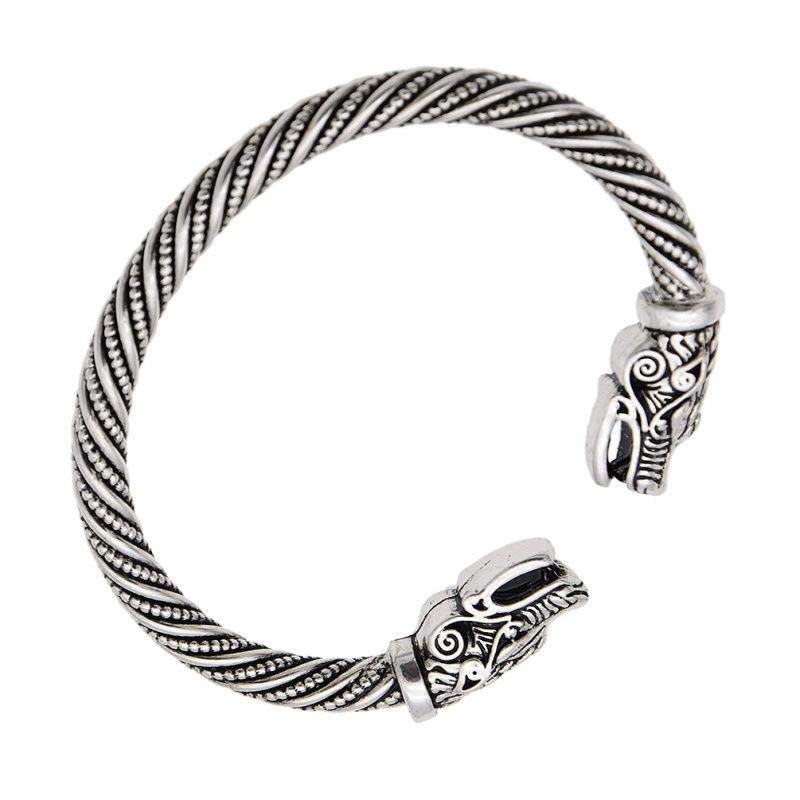 Teen Wolf Head Bangles Indian Jewelry Accessories Viking Bracelet Men Wristband Cuff Bangles For Women Accessories: Silver