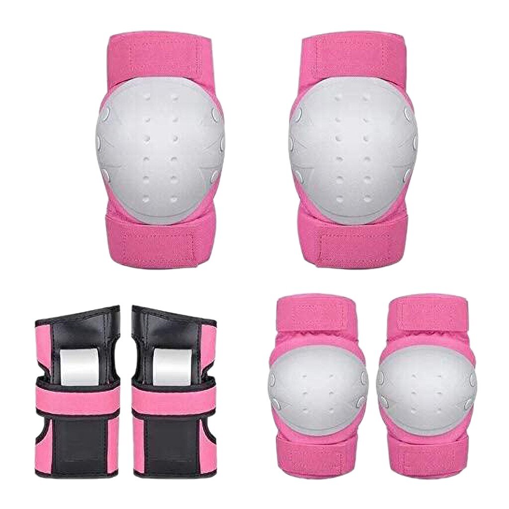 Adjustable Skating Protective Gear Set Elbow pads Bicycle Skateboard Ice Skate Roller Knee Protector For Adult Kids: Pink / L