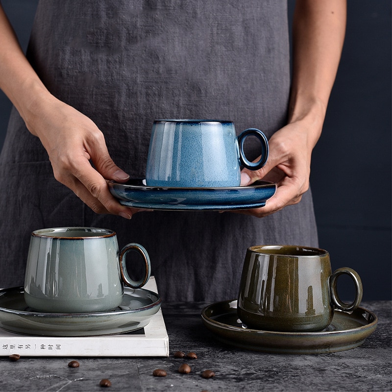 280ml høykvalitets keramiske kaffekopper kaffekopp enkel europeisk stil krus cappuccino blomsterkopper latte