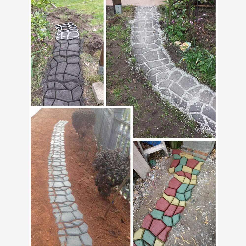 Garden Pavement Mold Paving Mould DIY Home Garden Floor Road PP Resin Concrete Stepping Driveway Stone Path Mold Patio Maker