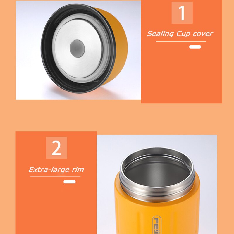 FEIJIAN – boîte à déjeuner, Thermos alimentaire 18/10 en acier inoxydable, conteneurs de soupe alimentaires portables adaptés à la maison et au voyage, gobelet de 500ML