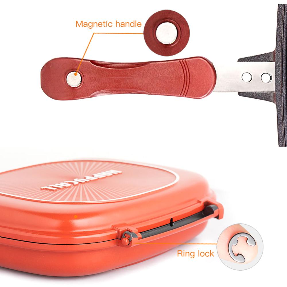 28/32Cm Double Side Grill Fry Pan Kookgerei Roestvrij Stalen Dubbele Gezicht Pan Steak Koekenpan Keuken Accessoires koken Tool