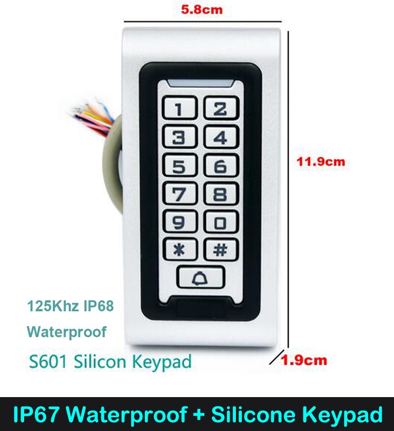 Waterproof Backlight RFID Door Access Control Reader Keypad 2000 Users Door Bell 125KHz EM Card Door Lock System: S601EM-W