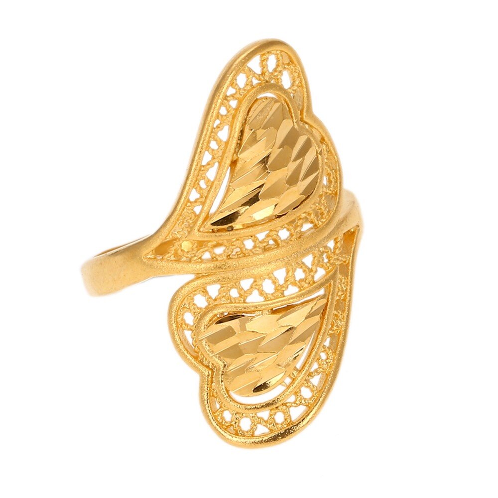 Chá da saúde Material de Bronze Tamanho Ajustável Anel de Casamento Cor de Ouro para As Mulheres Etíope Somali Kuwait Anéis Da Forma