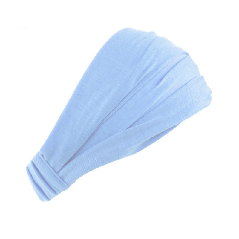 Stretchy dame bomuld hårbånd pandebånd kvinders pandebånd wrap hovedtørklæde kasket 2 in1 bandana turban hårtilbehør til piger: Lyseblå