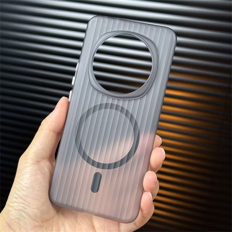 Magnetische Case Voor Honor Magic 6 Pro 5 5Pro Case MagSafe Matte Transparante Bagage Streep Cover Voor Magic 5 6Pro 5G Hard Shell: Black / For Honor Magic 5Pro