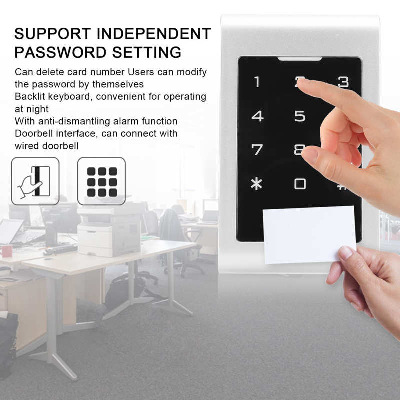 13.56MHz RFID Access Control System Password IC Card Backlit Keypad Touch Screen Attendance Machine