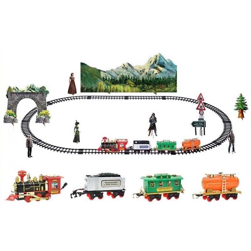 Treno ferroviario elettrico telecomandato per bambini Set simulazione modello di assemblaggio fai-da-te treno giocattolo treno a vapore classico ricaricabile: B