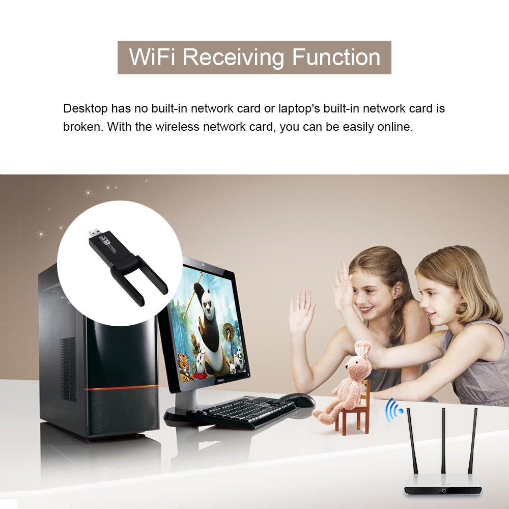 Usb 3.0 1200Mbps Wifi Adapter Dual Band 5Ghz 2.4Ghz 802.11AC RTL8812BU Wifi Antenne Dongle Netwerkkaart Voor laptop Desktop