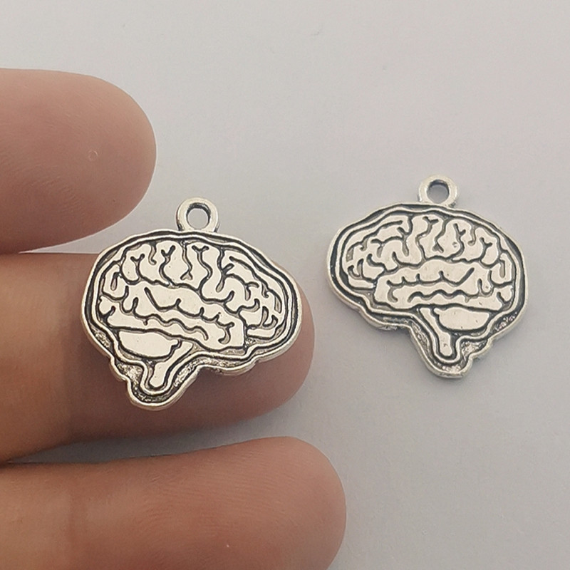 JINDINSP 5 stücke 21x23mm Antike Silber Farbe Gehirn Reize Anhänger Für Schmuck Machen DIY Schmuck Erkenntnisse
